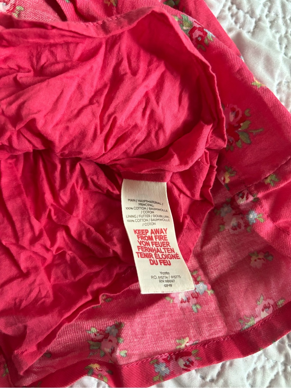 Baby Boden Hot Pink Floral Smocked Long Sleeve Dress with Blue Velvet Trim - Picture 4 of 5